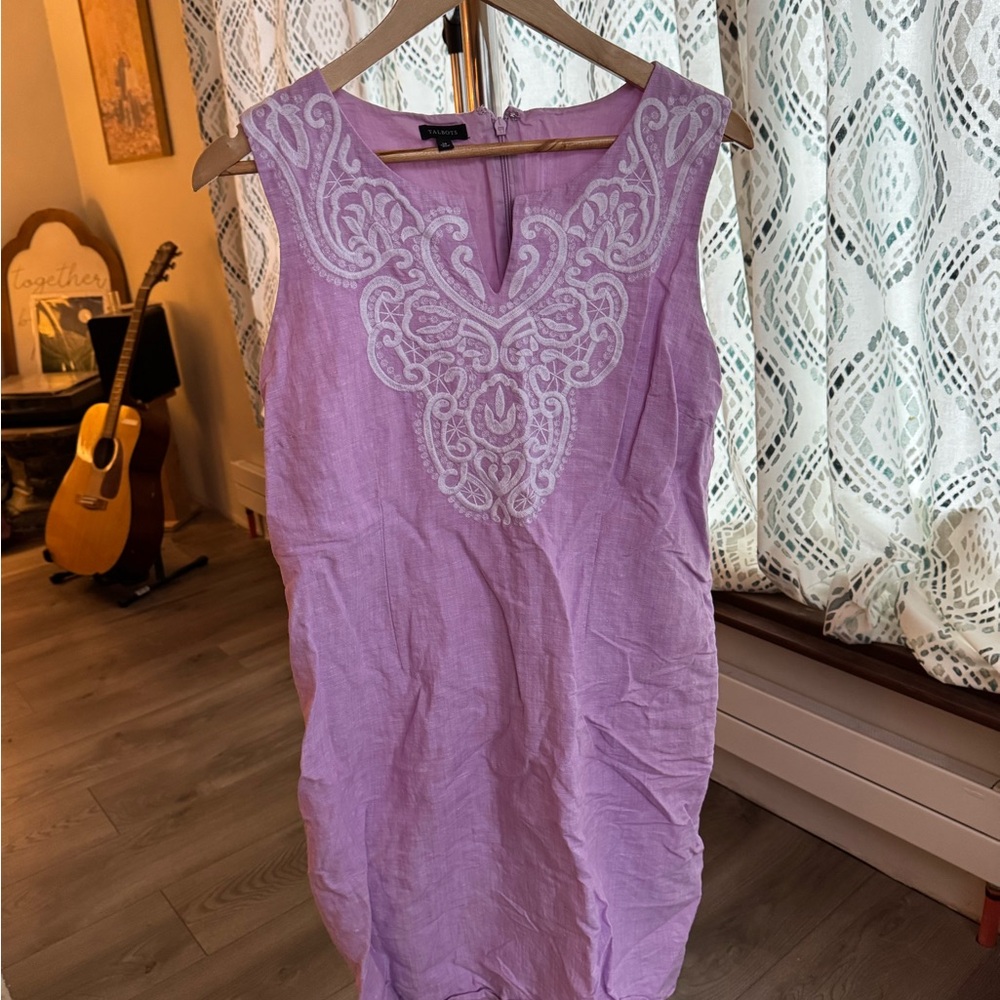 Talbots Lavender Embroidered Sleeveless Dress